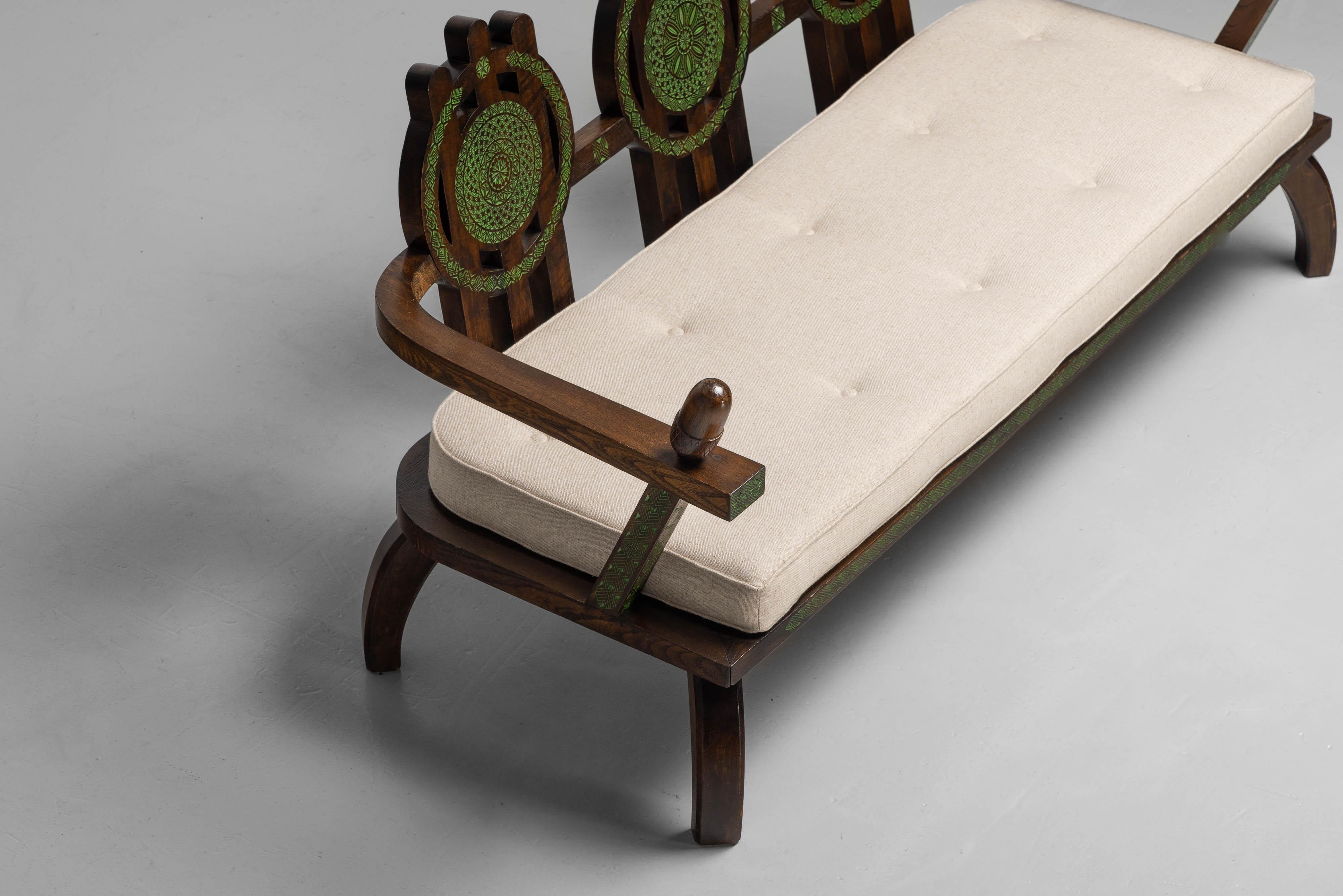 Sofá de salón Ettore Zaccari de madera ebonizada Italia años 30 en venta 2