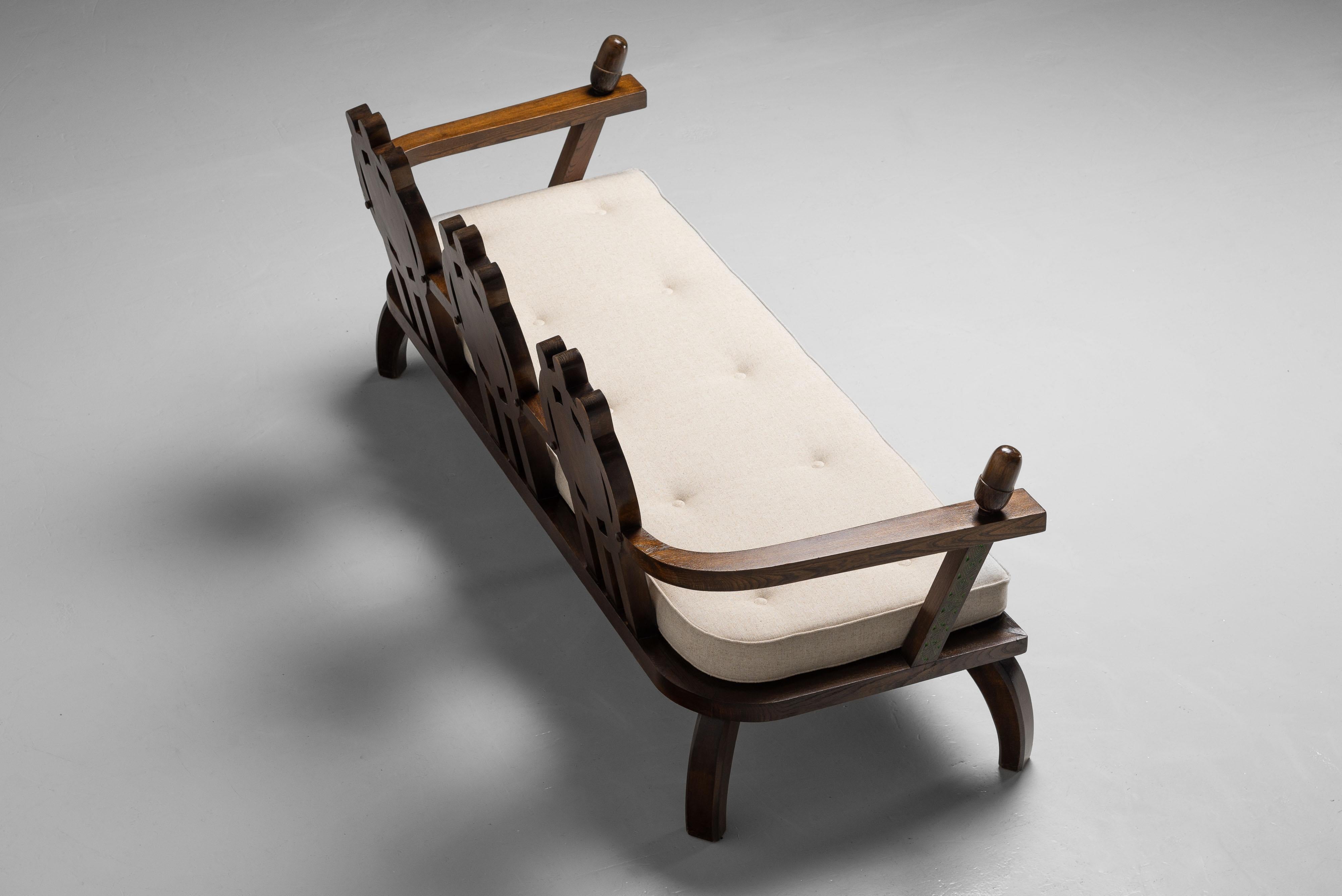 Sofá de salón Ettore Zaccari de madera ebonizada Italia años 30 en venta 3
