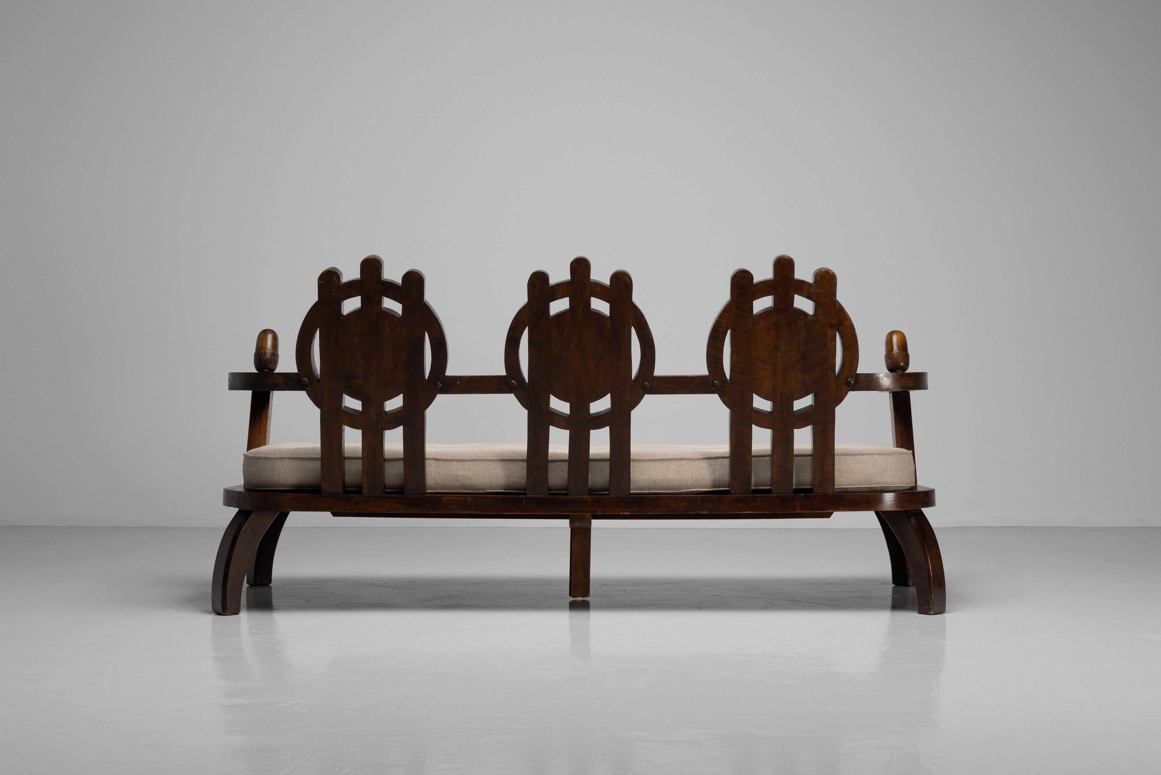 Sofá de salón Ettore Zaccari de madera ebonizada Italia años 30 en venta 5