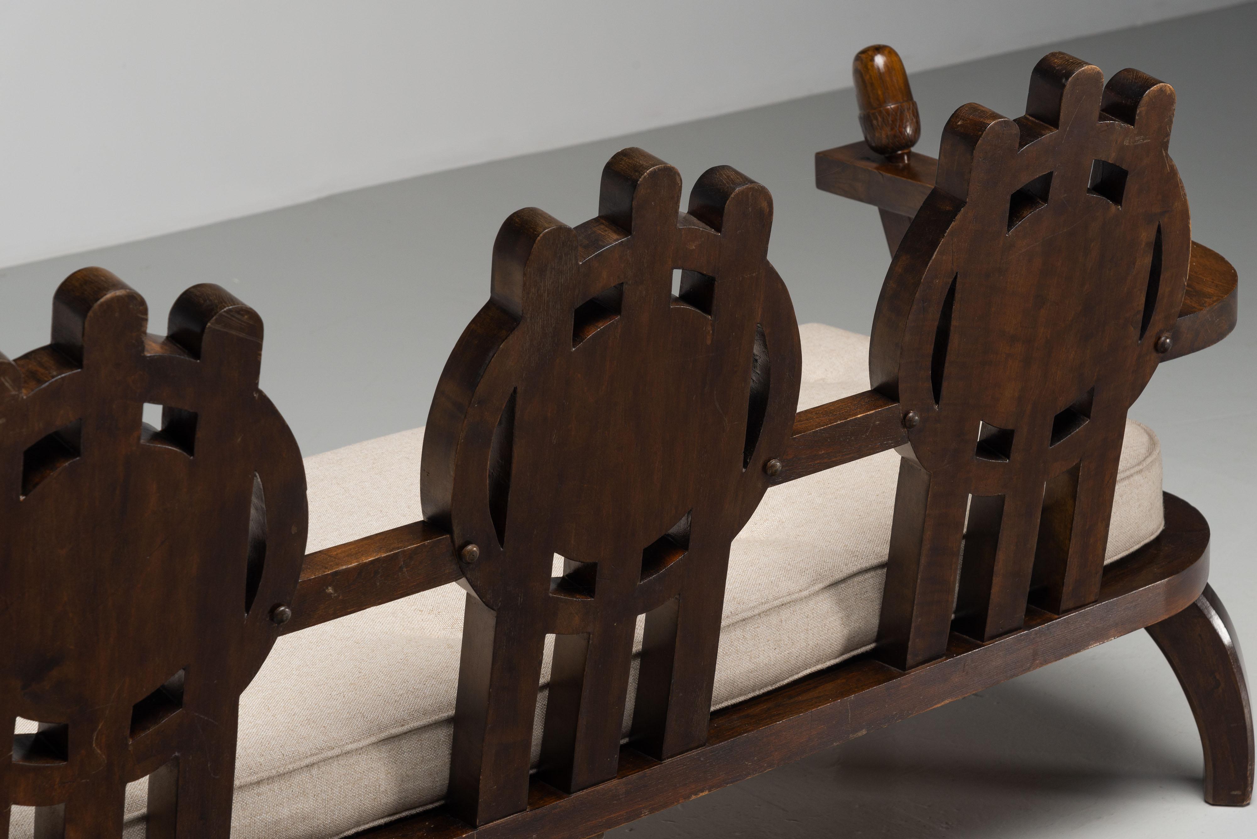Sofá de salón Ettore Zaccari de madera ebonizada Italia años 30 en venta 7