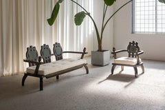 Divano da salotto Ettore Zaccari in legno ebanizzato Italia anni '30