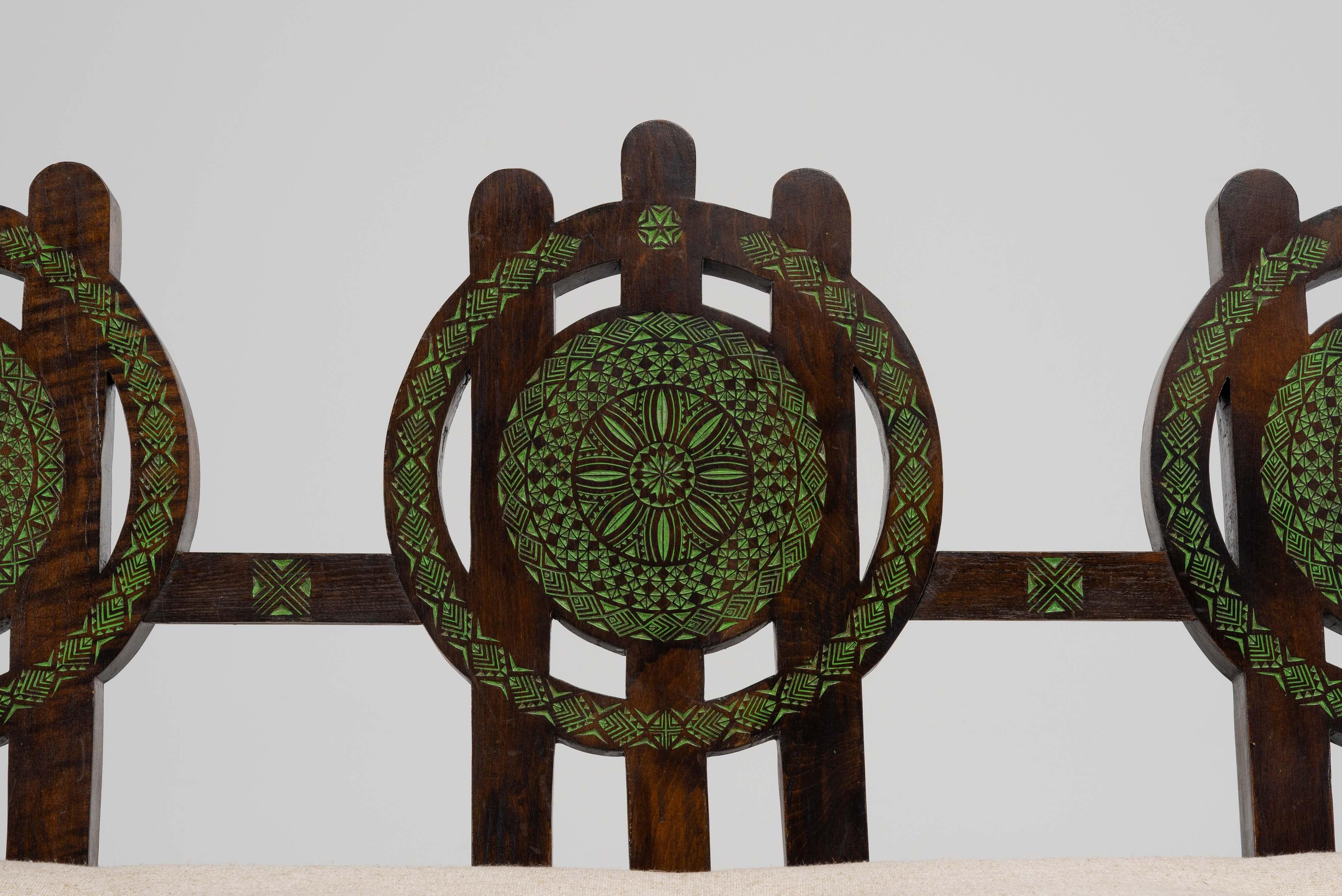 Sofá de salón Ettore Zaccari de madera ebonizada Italia años 30 Art Decó en venta