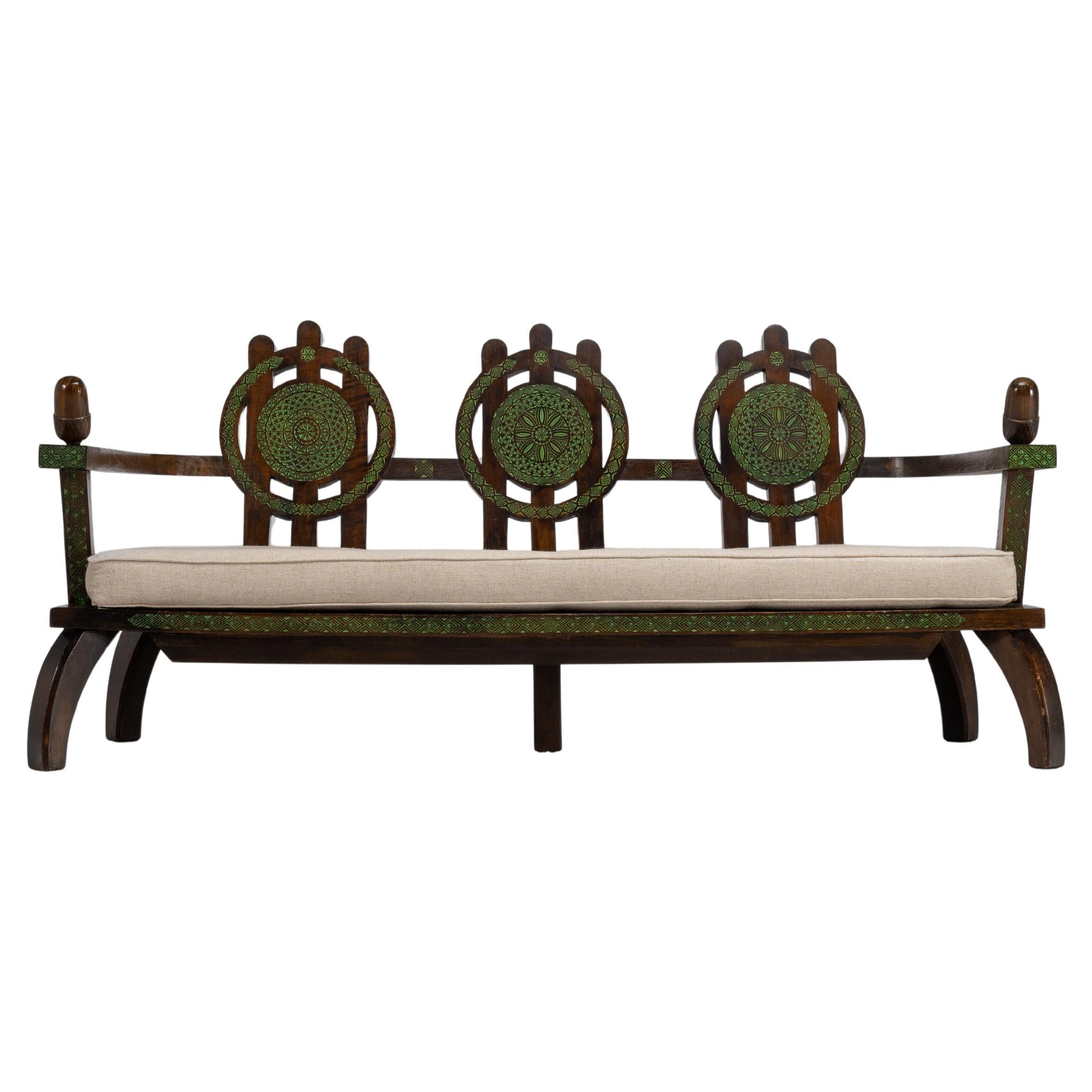 Ettore Zaccari lounge sofa in ebonized wood Italy 1930s