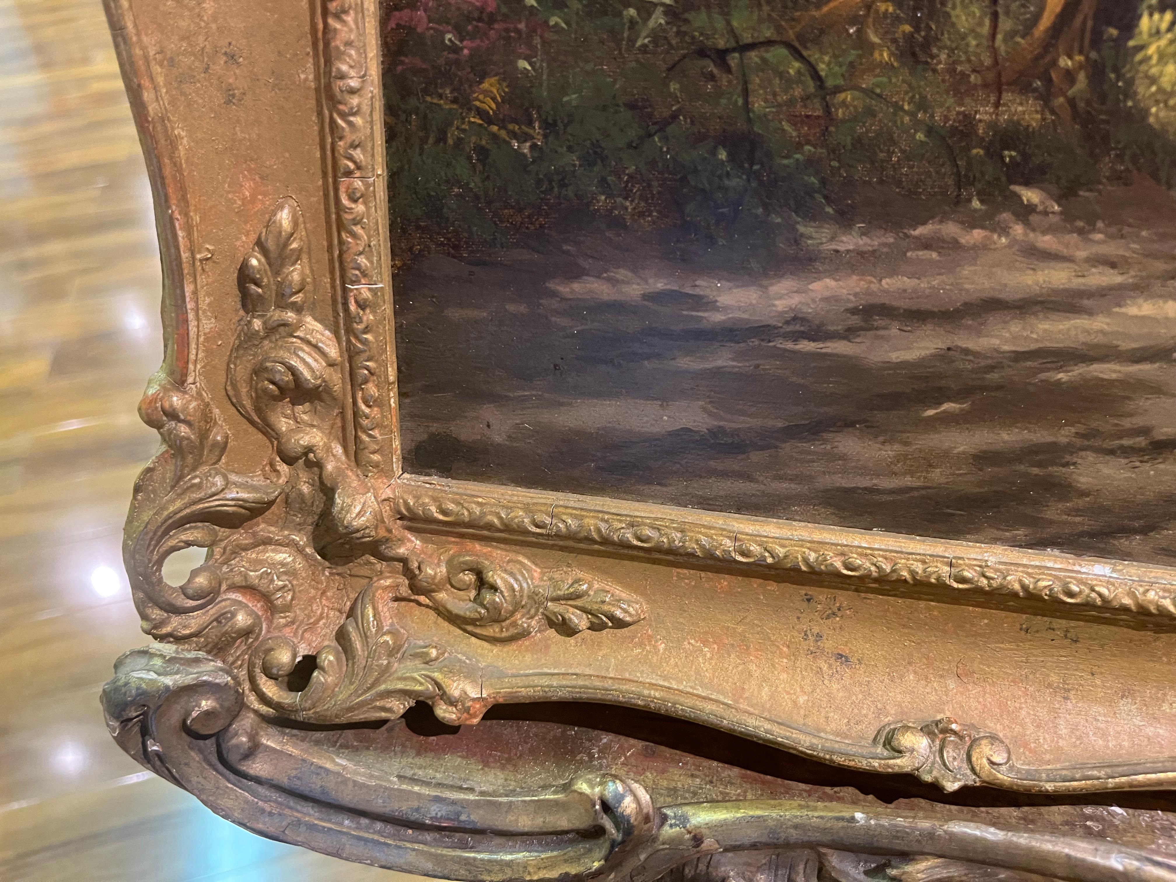 OIL PAINTING Antique 19thCentury By E.Horton British old master Gold Gilt Frame  For Sale 13