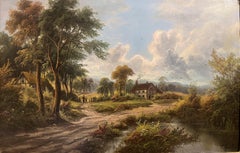 OIL PAINTING Antique 19thCentury By E.Horton British old master Marco dorado de oro