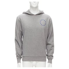 ETUDES Europa blue star embroidery grey cotton hoodie sweatshirt M