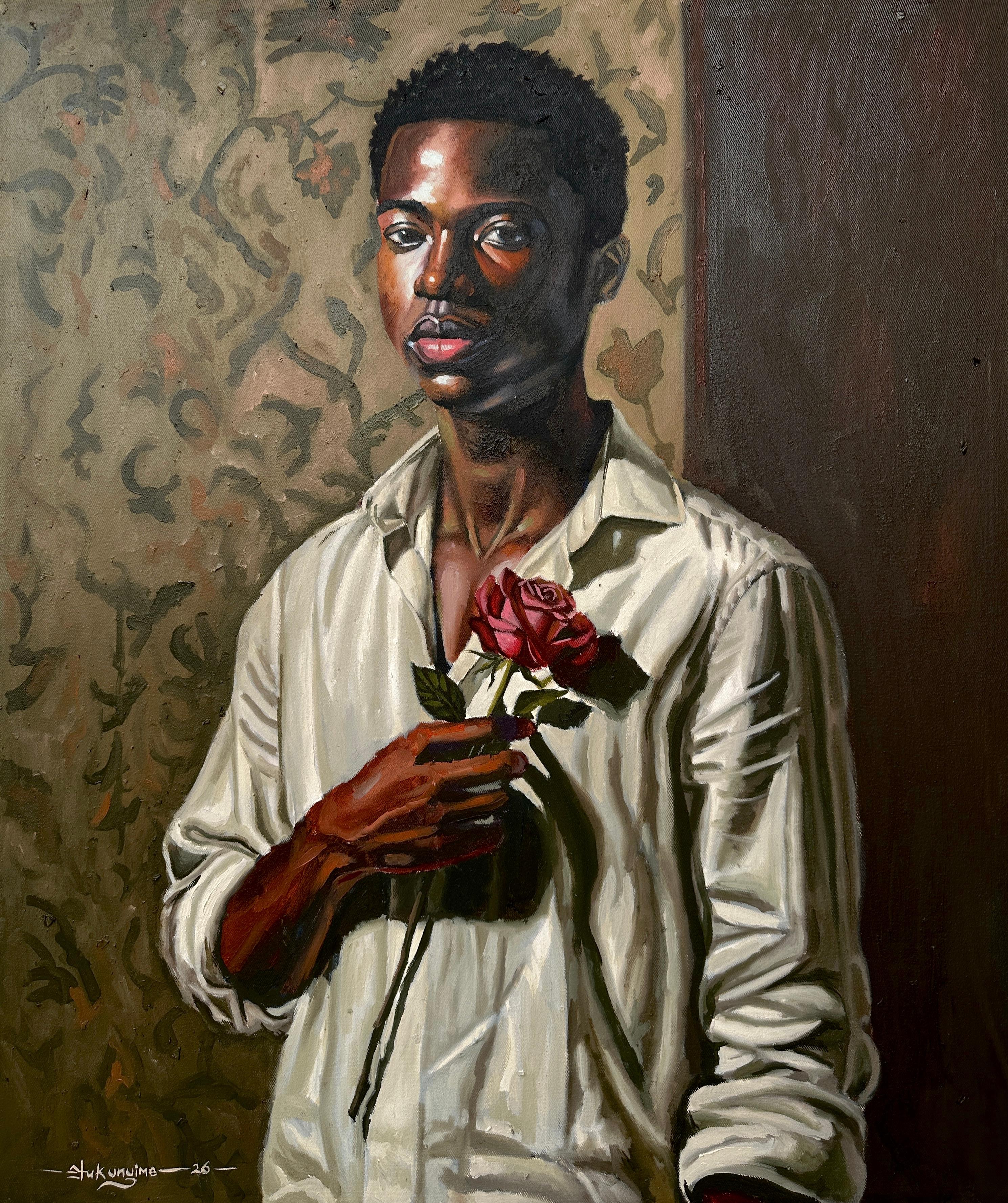 Still, I Carry It - 21e siècle, AM Contemporary, Figurative, Portrait, Floral