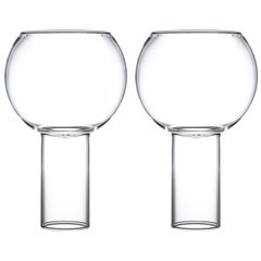EU Clients Pair of Czech Contemporary Tulip Tall Large Wine Glasses, in Stock