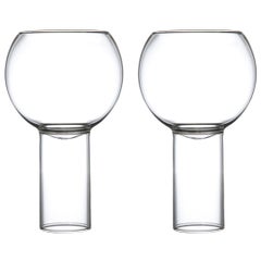 EU Clients Pair of Czech Contemporary Tulip Tall Medium Wine Glasses, in Stock