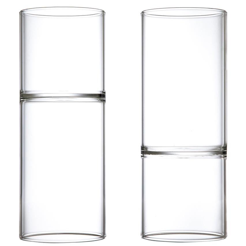 EU Clients Set of 2 Contemporary Minimal Water and Wine Glasses Handmade Czech