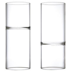 EU Clients Set of 2 Contemporary Minimal Water and Wine Glasses Handmade Czech