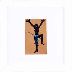 Euan Uglow, 1983 'Dancing girl' design for a card, mixed media, signed on revers