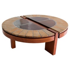 "Eucalyptus" ceramic tiles coffee table by Roger Capron, Vallauris