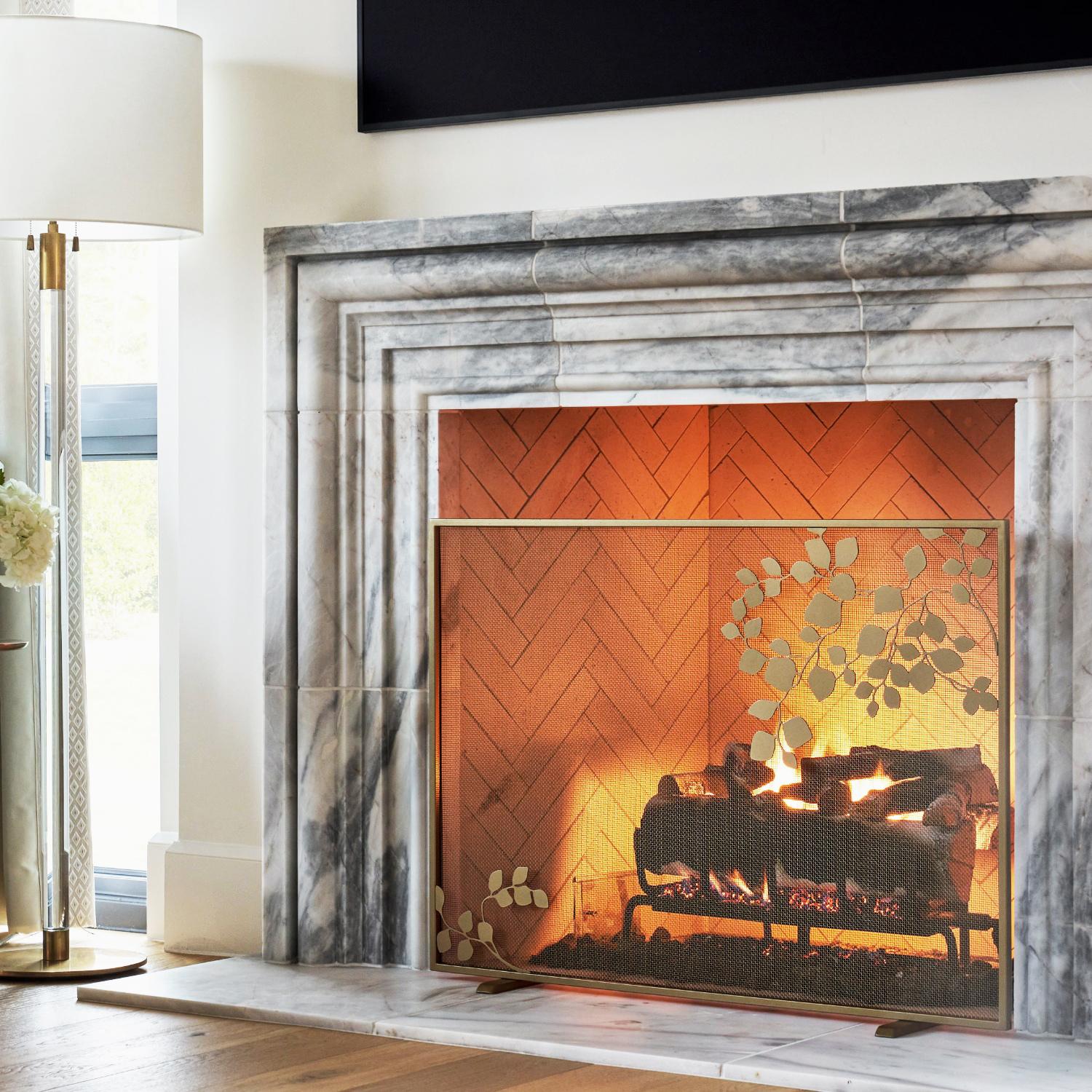 It’s a short life. Why not live it in full bloom? The Eucalyptus Fire Screen adds a compelling visual layer in front of the fireplace, bringing a touch of botanical texture and natural elegance into the room. Designed and built in Texas, made with
