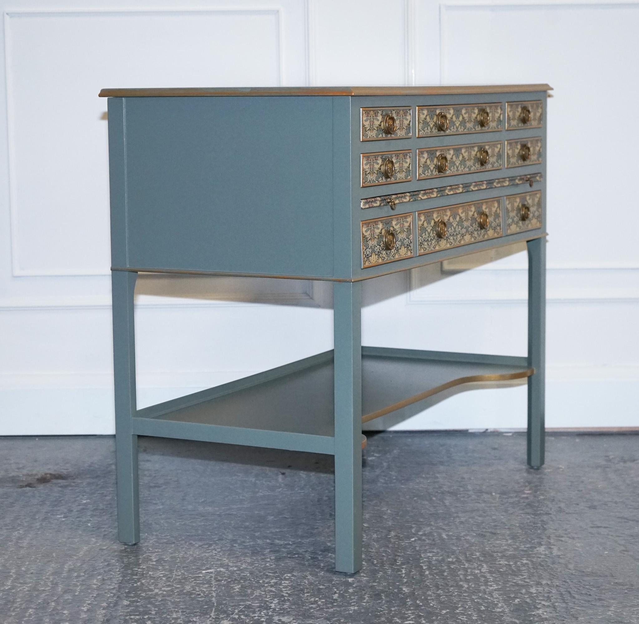 Eucalyptus Green & Gold Console Table Sideboard Strawberry Thief William Morris  For Sale 7