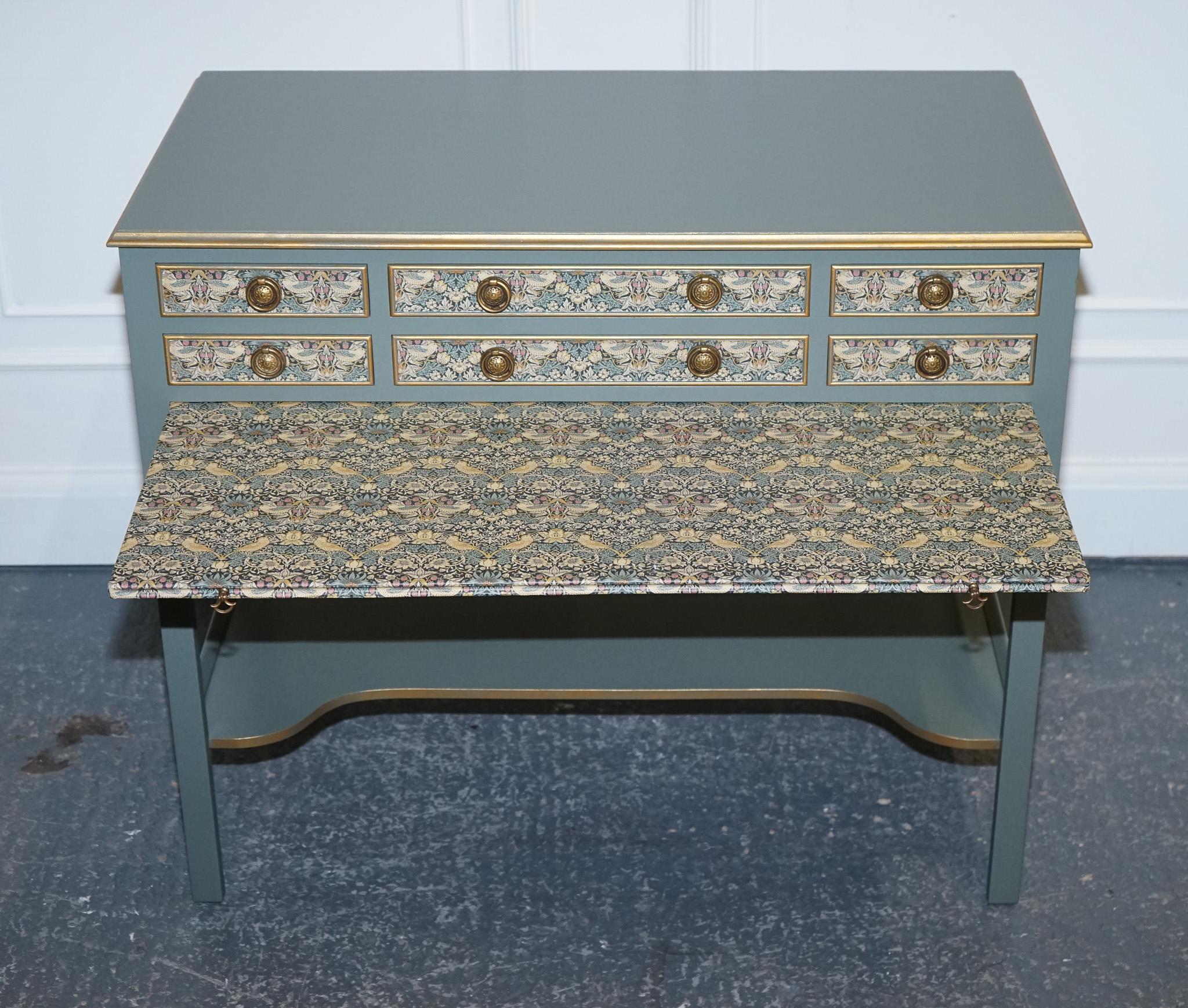 Eucalyptus Green & Gold Console Table Sideboard Strawberry Thief William Morris  For Sale 1