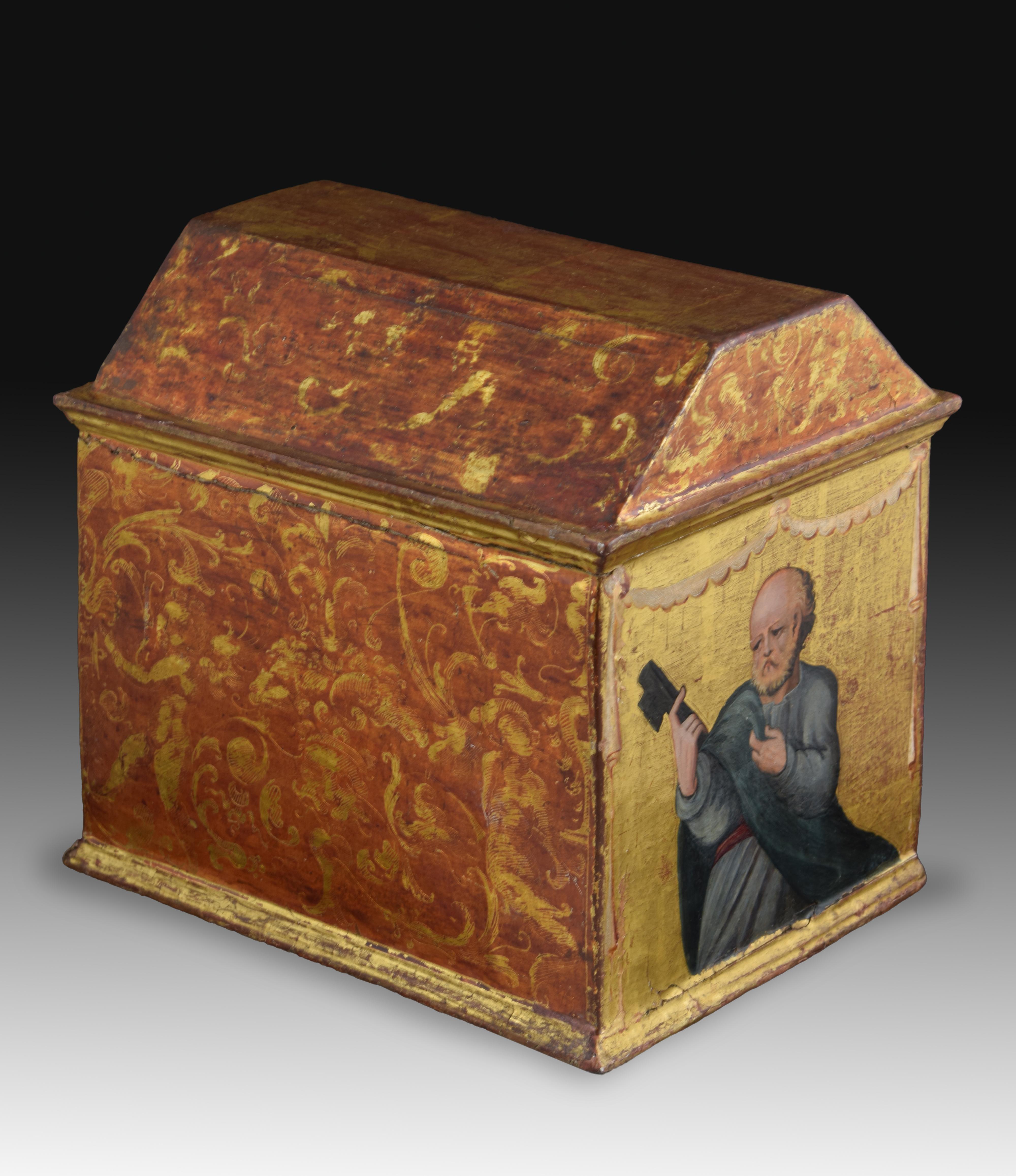 Spanish Eucharistic Chest, Carved and Polychrome Wood, Spain, 16th Century