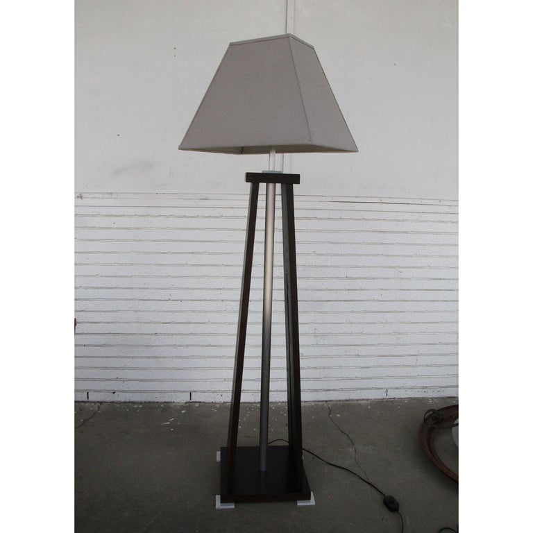 Walnut Euclid Mission Style Floor Lamp by Mirak Furniture For Sale