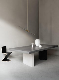 Table de salle à manger du 21e siècle en béton euclide 100 % fabriquée à la main en Italie