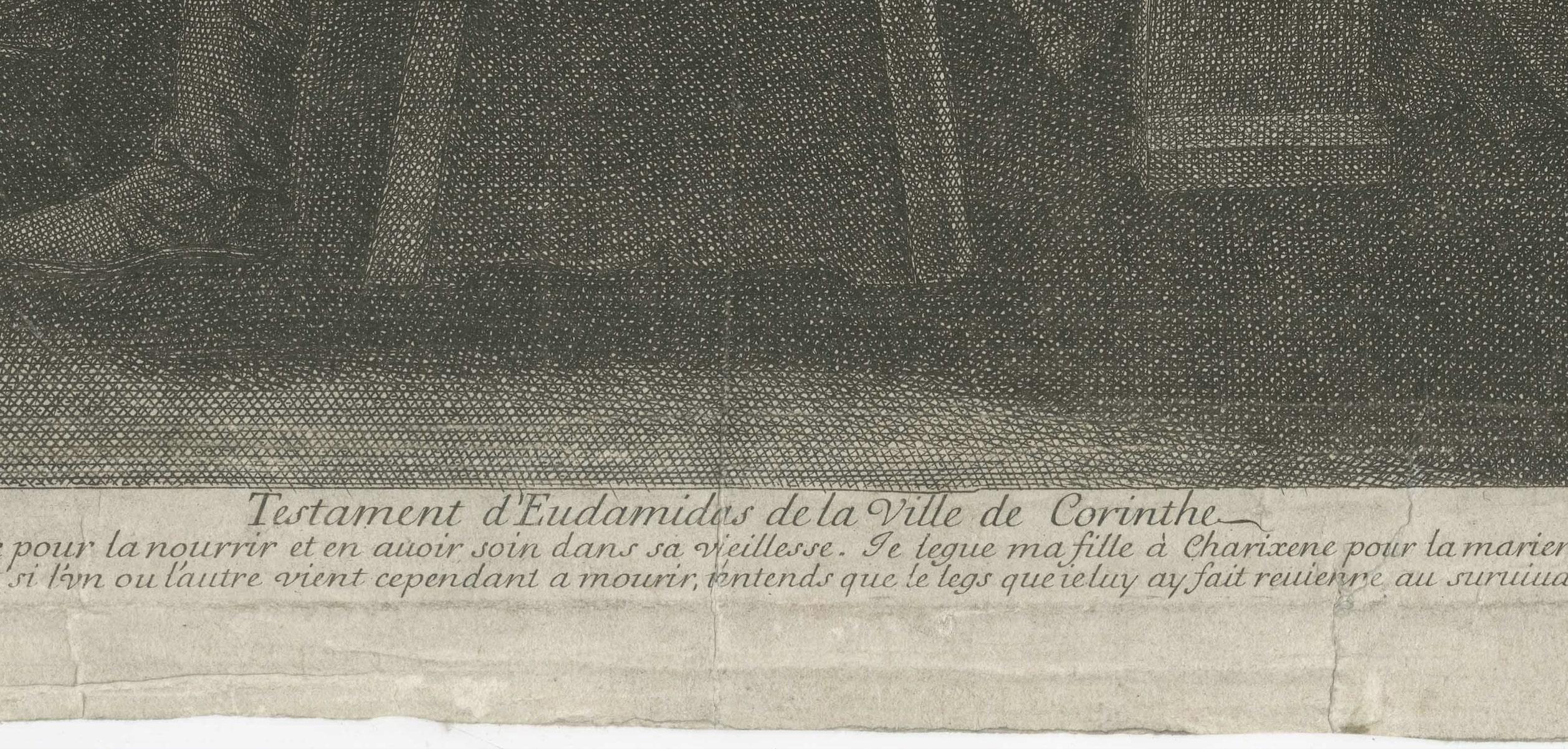 Les derniers moments d'Eudamidas : une scène du « Toxaris, ou amitié » de Lucian, vers 1680 État moyen - En vente à Langweer, NL