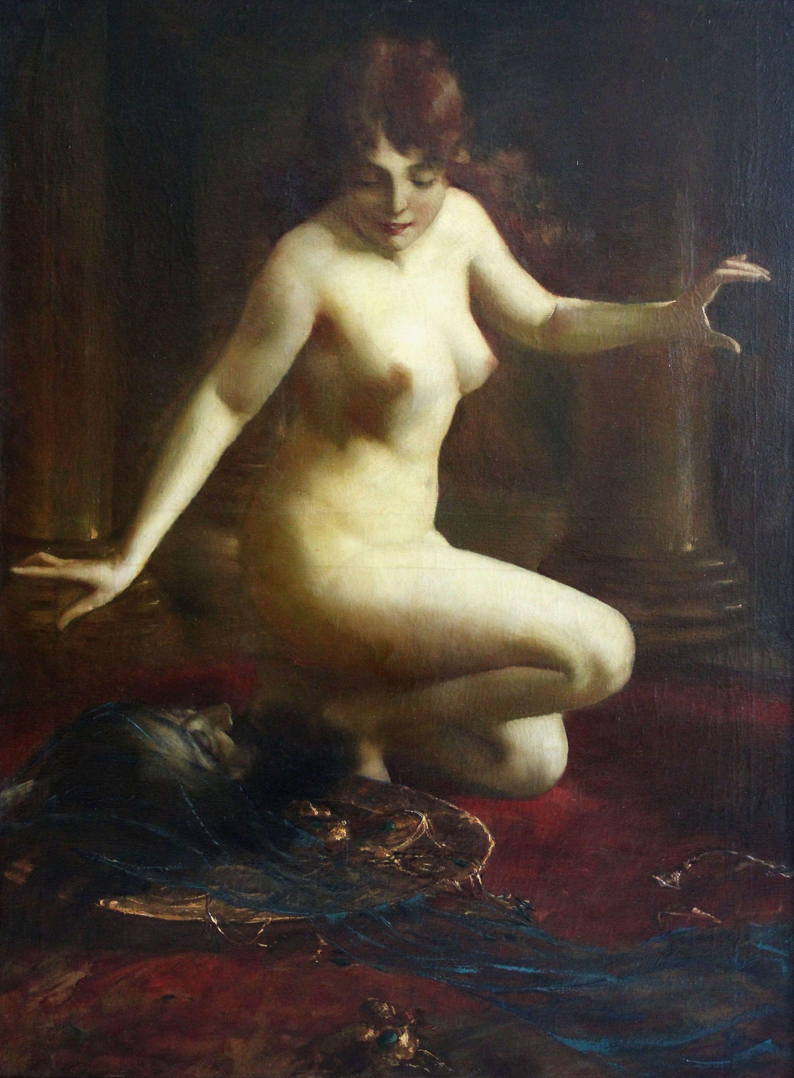 Eugen Ansen-Hofmann Nude Painting - Oriental motif. Oil on canvas, 100x73.5 cm