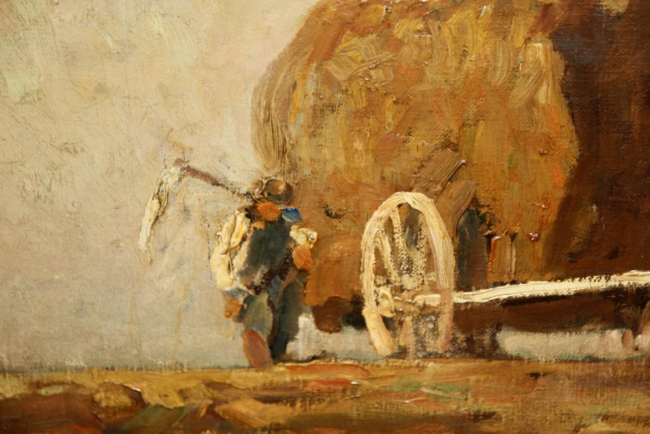 Eugen Felix Prosper Bracht, 1917, Harvesting with a Hay Wagon and Team of Oxen. For Sale 7