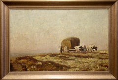 Eugen Felix Prosper Bracht, 1917, Harvesting with a Hay Wagon and Team of Oxen.