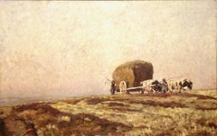 Eugen Felix Prosper Bracht, 1917, Harvesting with a Hay Wagon and Team of Oxen.