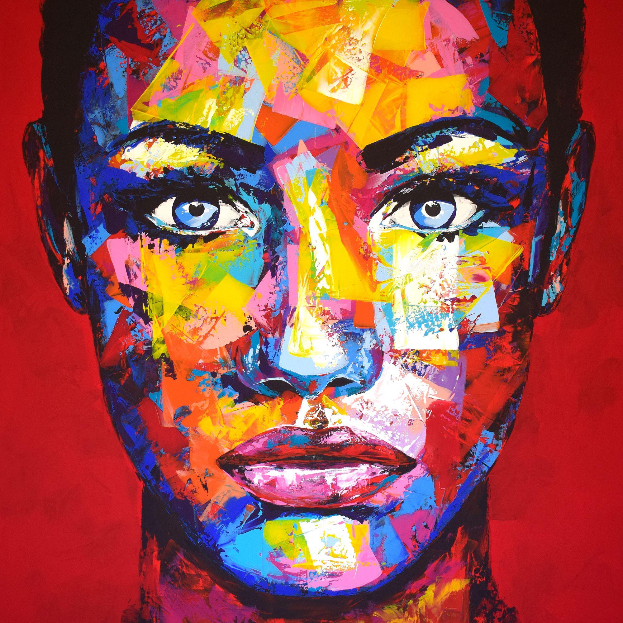 Retrato original de 119 caras, Pintura, Acrílico sobre lienzo - Painting de Eugen Dick