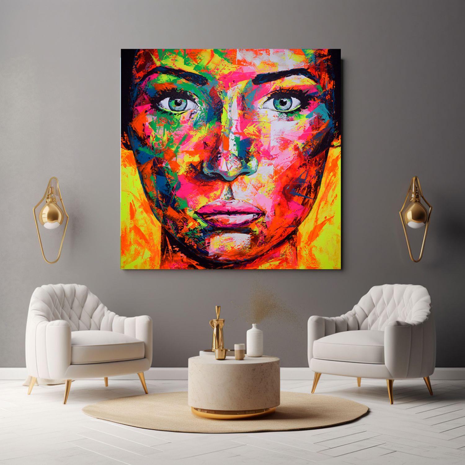 Original 130 face, Painting, Acrylic on Canvas For Sale 4