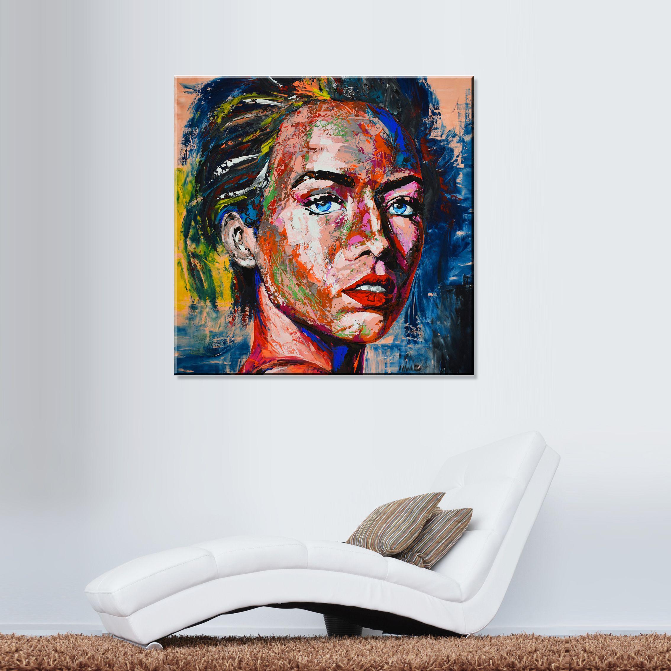 Original 67 face portrait, Painting, Acrylic on Canvas For Sale 2
