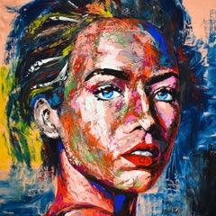 Original 67 face portrait, Painting, Acrylic on Canvas