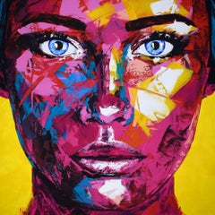 Original 72 face portrait, Painting, Acrylic on Canvas
