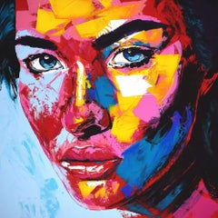 Original 73 face portrait, Painting, Acrylic on Canvas