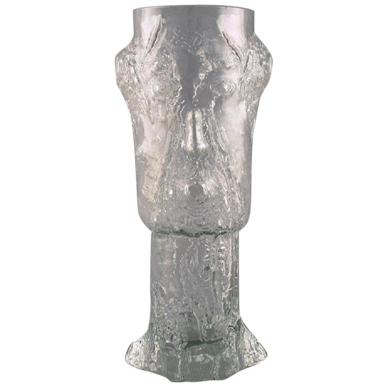 Eugen Montelin for Reijmyre Glass, "Birch Stub" Vase in Clear Art Glass, 1974 For Sale