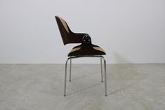 Chaise de salle  manger/confrence d'Eugen Schmidt, Allemagne, 1965, en cuir cognac