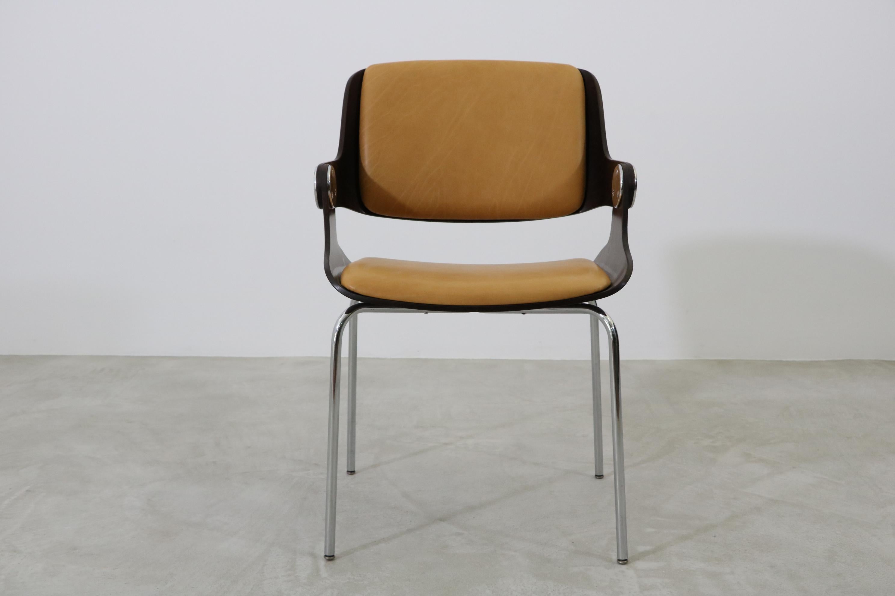 Eugen Schmidt Dining/Conference Chair Germany 1965 with Cognac Leather In Good Condition In Köln, NRW