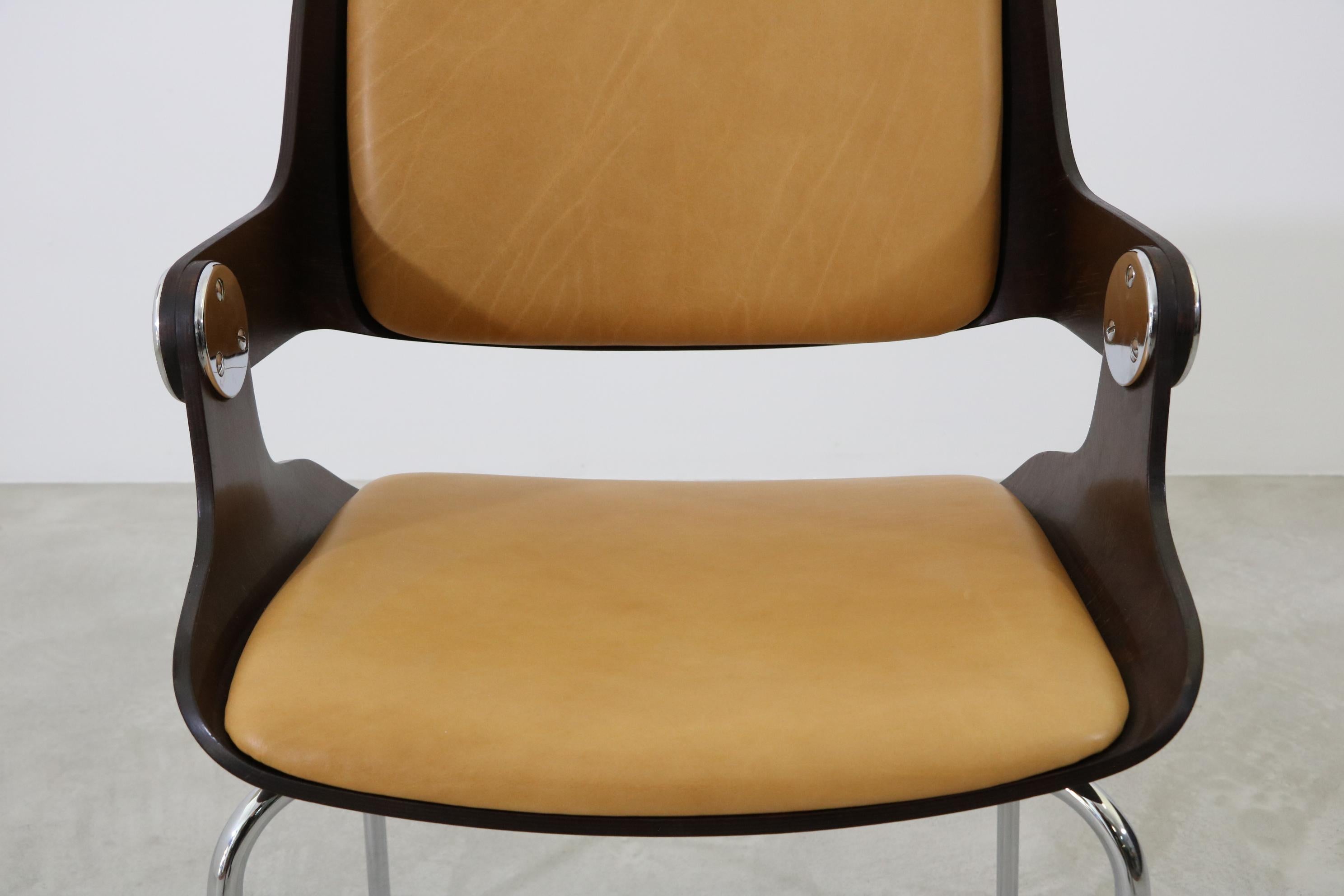 Mid-20th Century Eugen Schmidt Dining/Conference Chair Germany 1965 with Cognac Leather