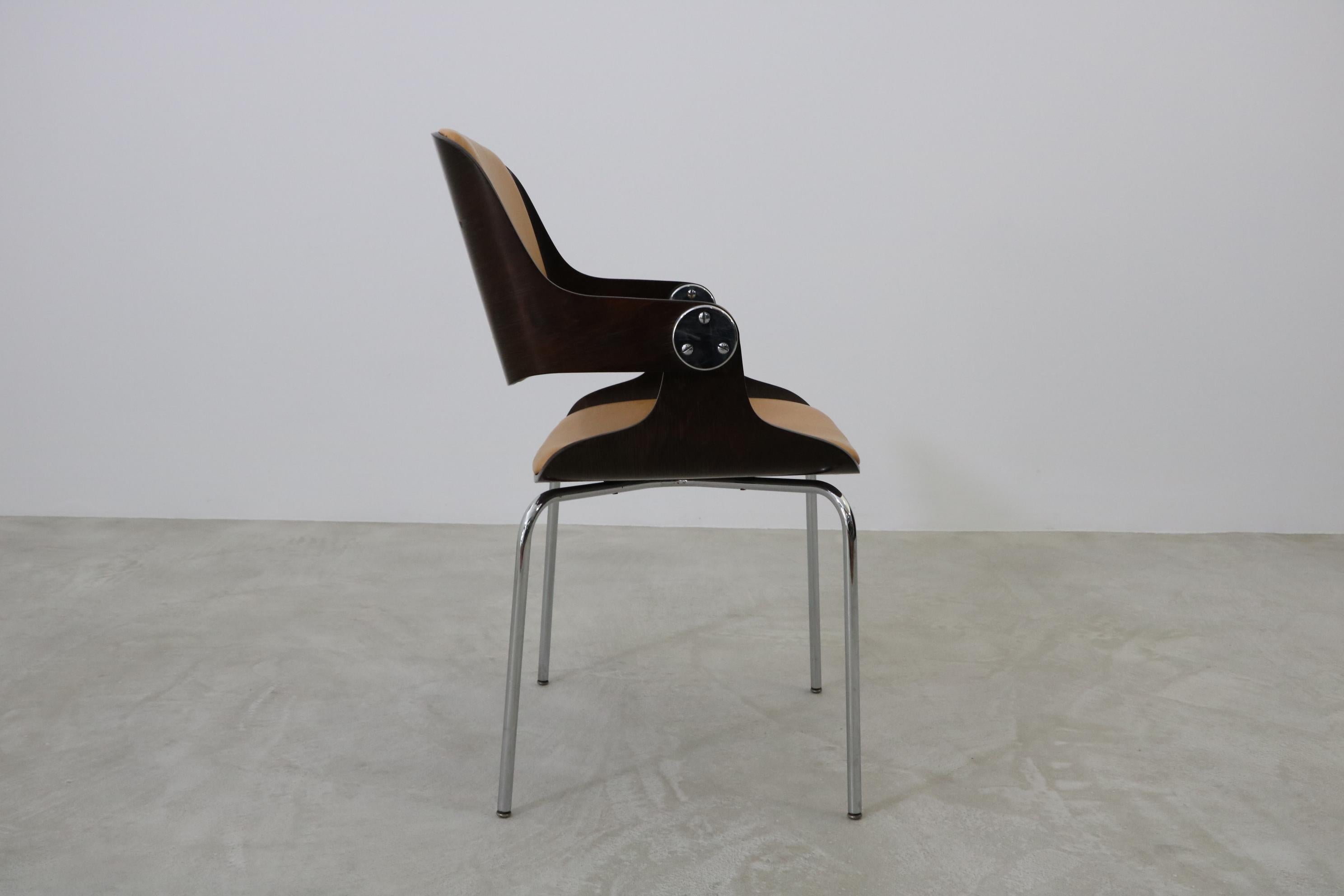 Eugen Schmidt Dining/Conference Chair Germany 1965 with Cognac Leather 3