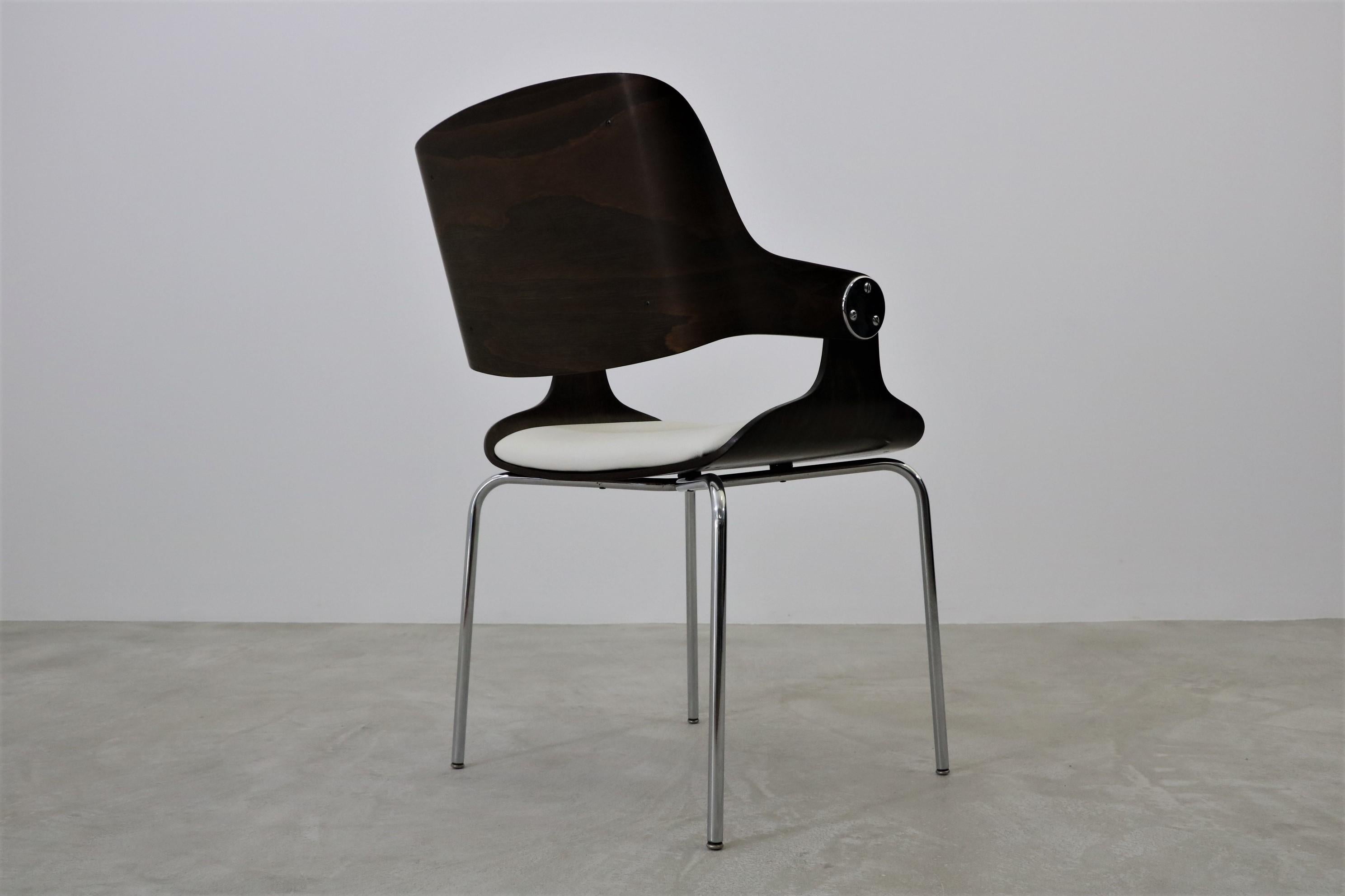 Eugen Schmidt Dining/Conference Chair with White Leather, Germany, 1965 1