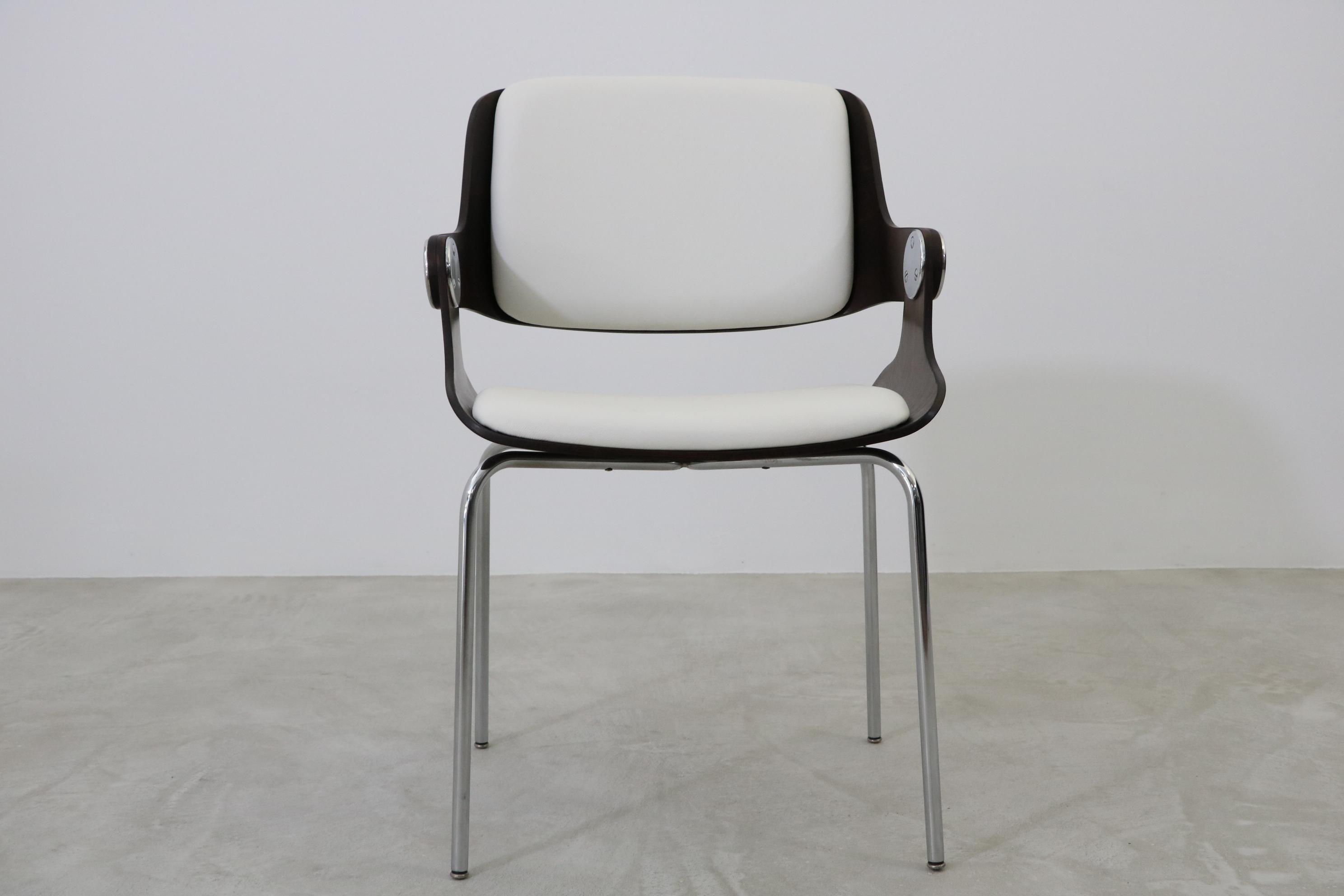 Eugen Schmidt Dining/Conference Chair with White Leather, Germany, 1965 2