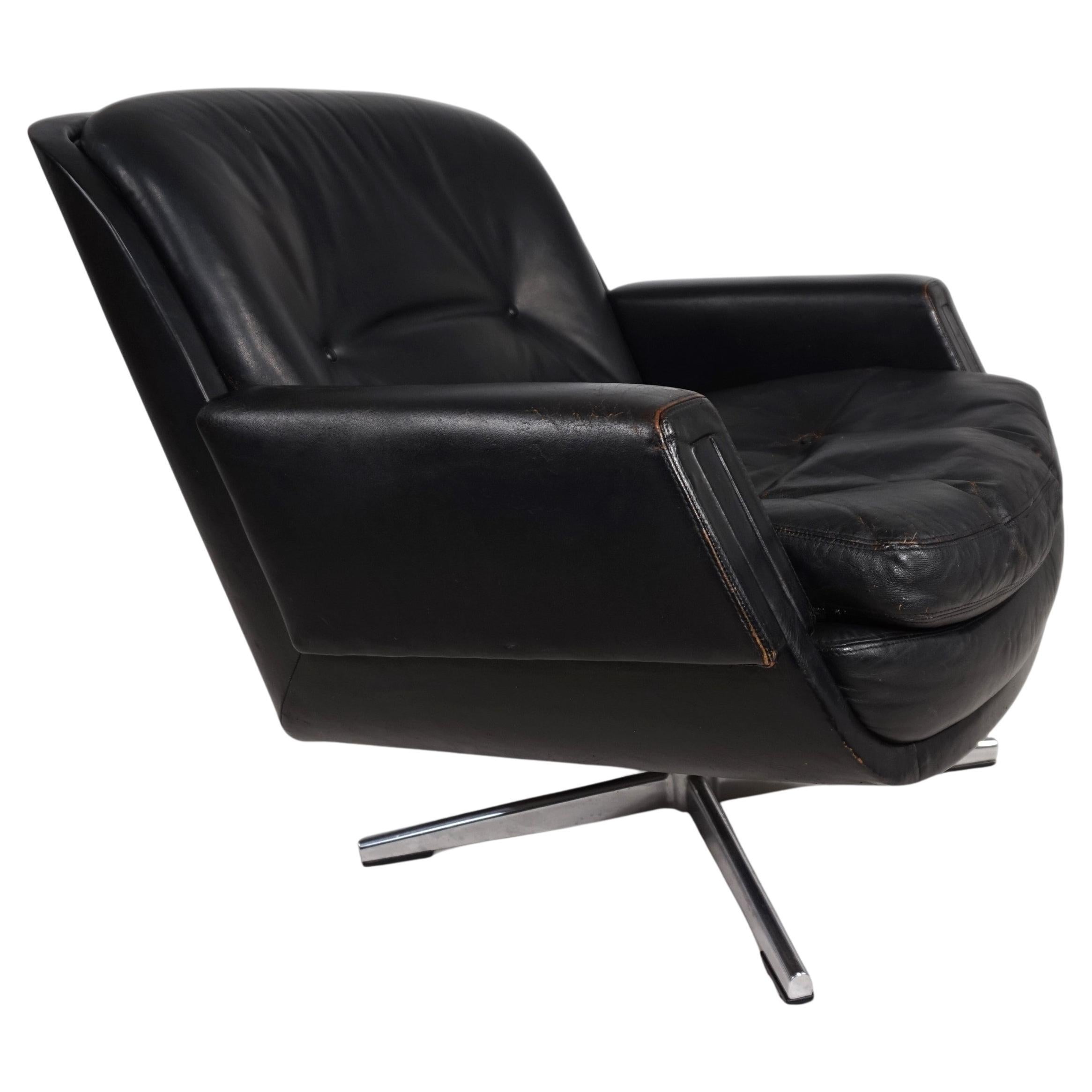 Eugen Schmidt leather lounge chair, 1960 en vente