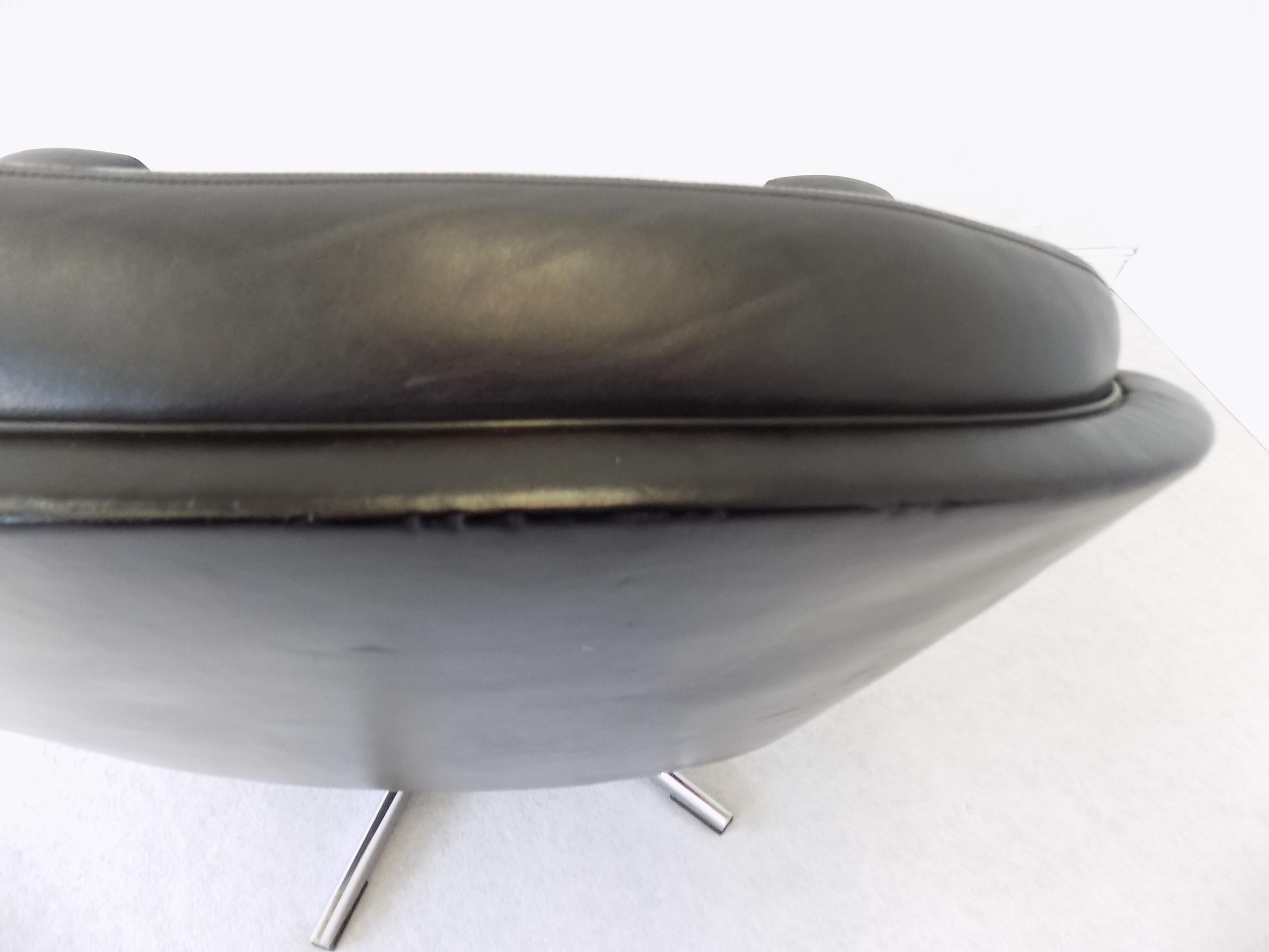 Eugen Schmidt Black Leather Lounge Chair, Boardroom of Krupp Mid-Century modern For Sale 3