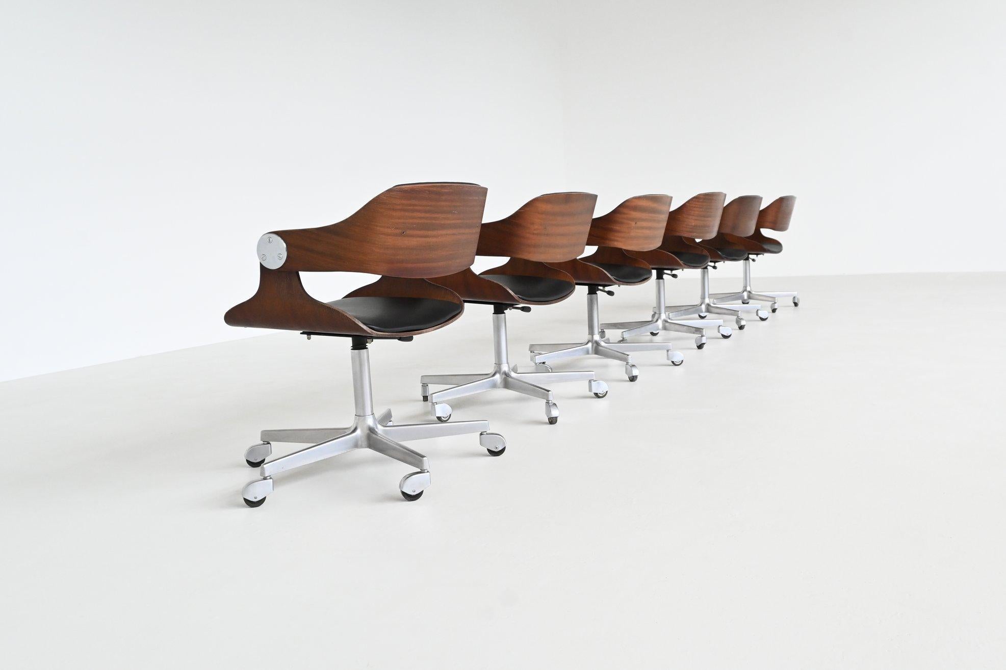 Eugen Schmidt set of six dining or conference chairs in teak Germany 1965 For Sale 1