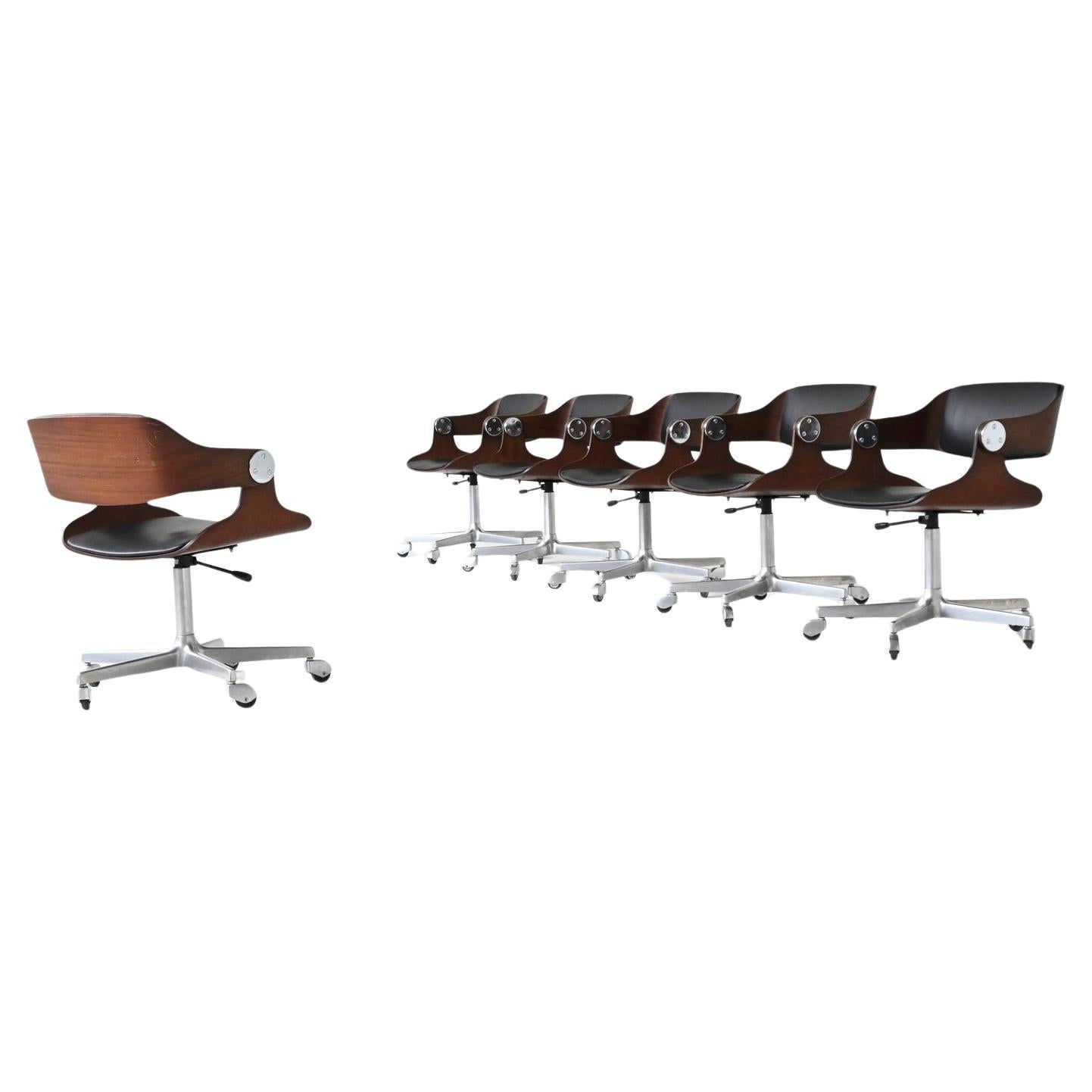 Eugen Schmidt set of six dining or conference chairs in teak Germany 1965 For Sale