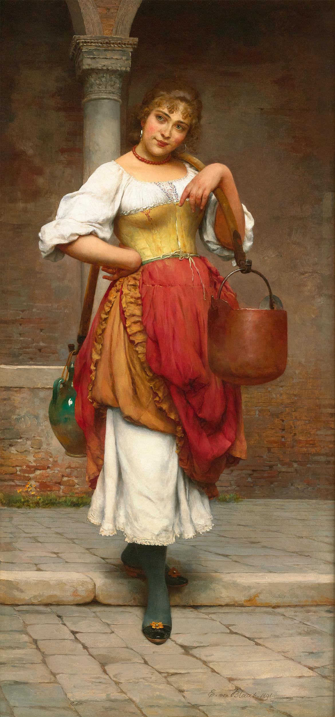 Eugen Von Blaas Figurative Painting - The Water Carrier by Eugen von Blaas