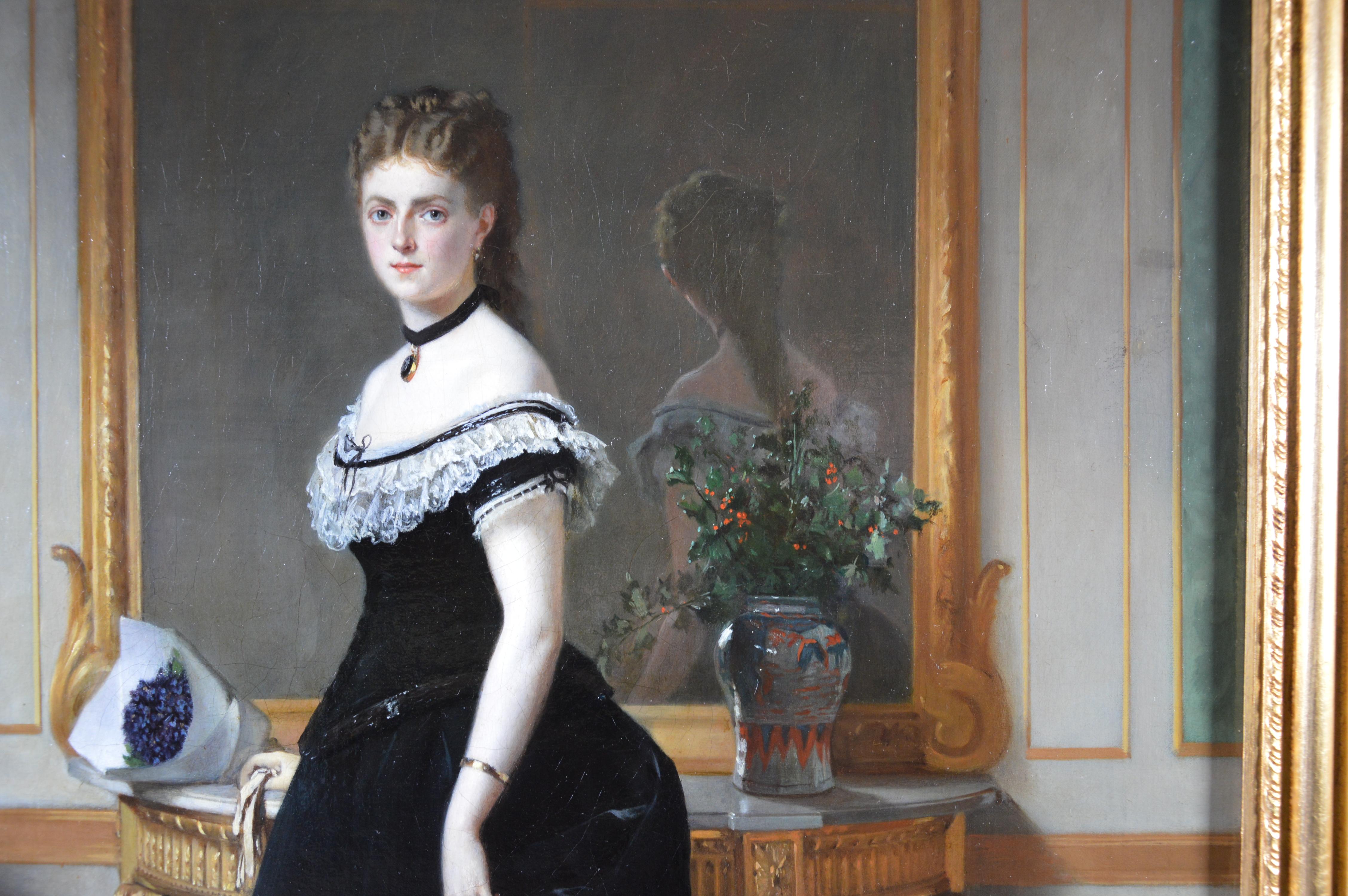 La Femme en Noir - Large 19th Century French Belle Epoque Oil Painting Portrait 1