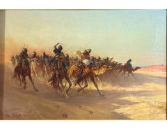 The Charge Peinture à l'huile ancienne sur toile, signée, du 19e siècle, d'un grand réalisme