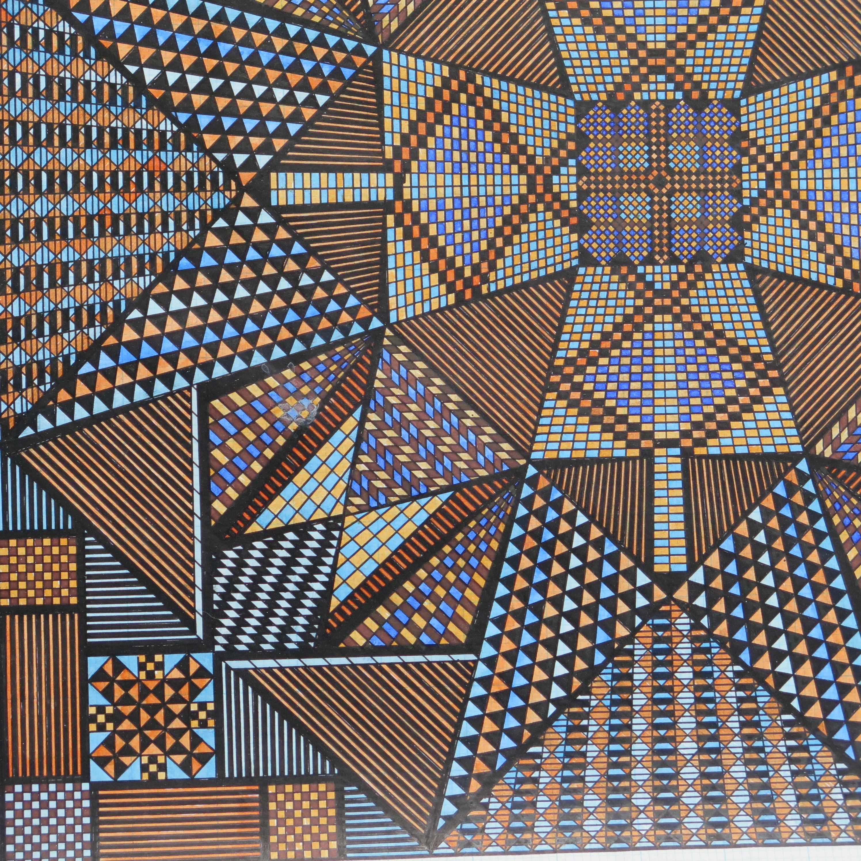 Modern Eugene Andolsek Drawing Radiating from a Square For Sale