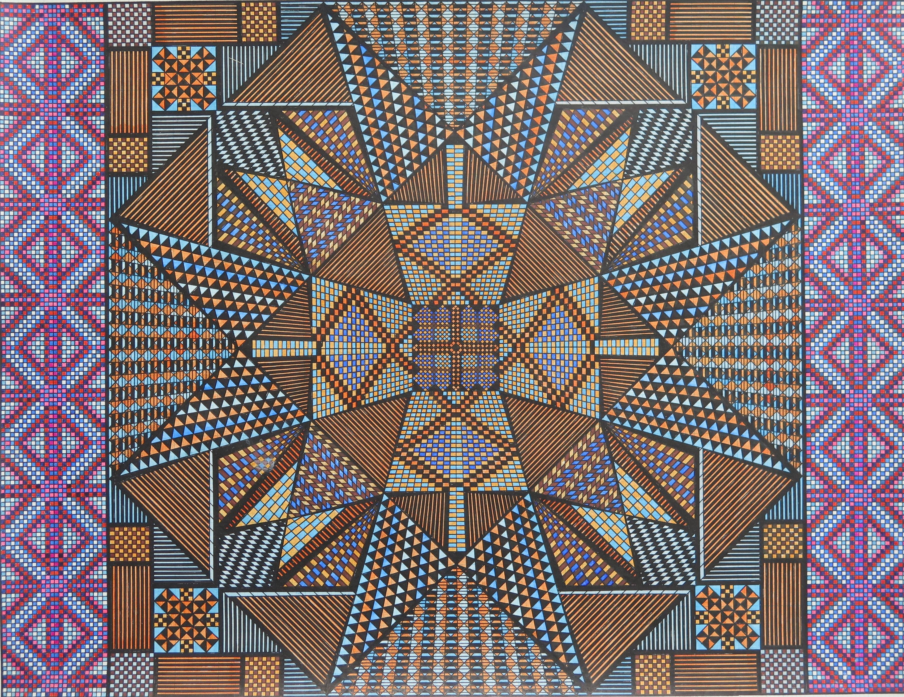 American Eugene Andolsek Drawing Radiating from a Square For Sale